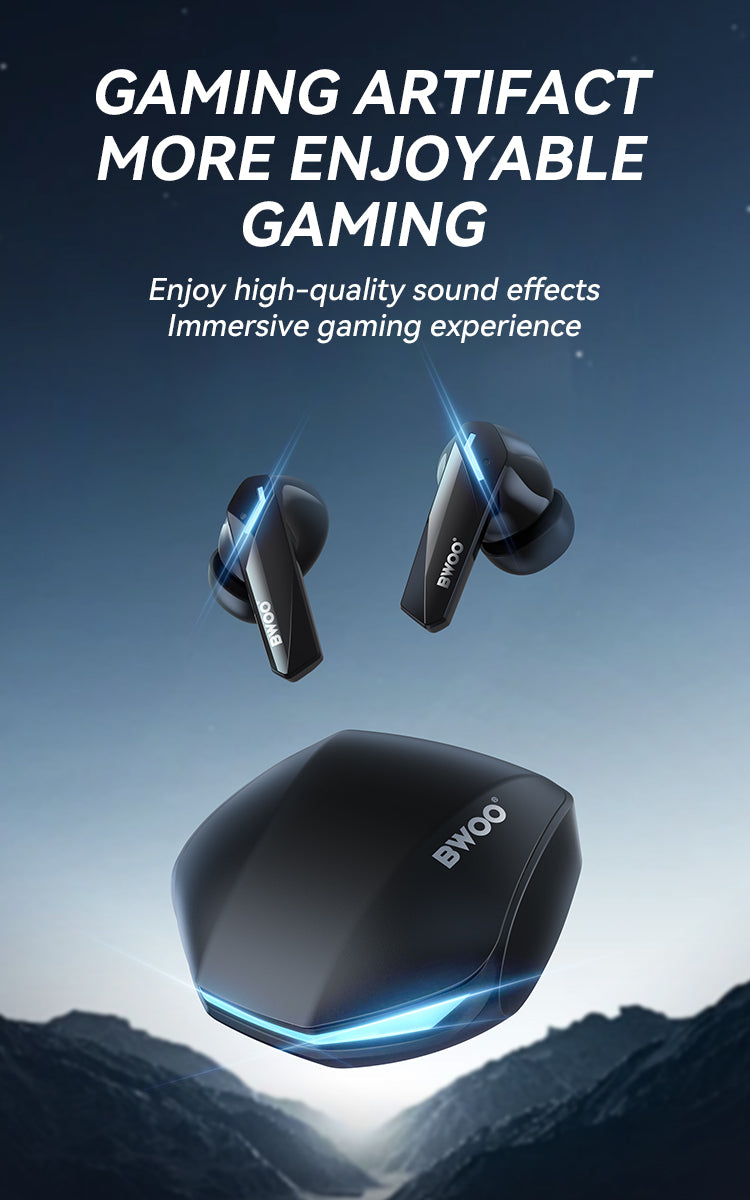 Bwoo ENC In-ear Wireless Earbuds BT V5.3 for Gaming with long Battery Life
