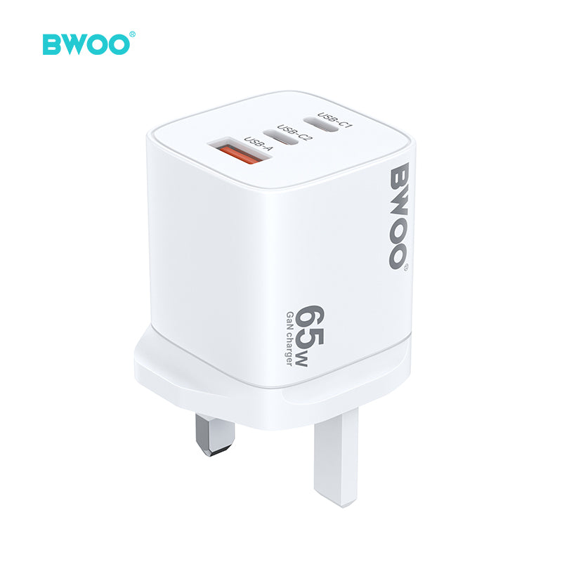 Bwoo Super fast Wall Charger, Fast Charger 65W Gan 3 in 1,Fast Charger for Iphone, Ipad, Iwatch, Samsung, Vivo, Oppo Etc