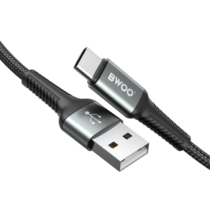 BWOO Aluminum Alloy Charger Cable Nylon Braided Cable 1M for Iphone, Ipad & Android Phones – USB A to USB C
