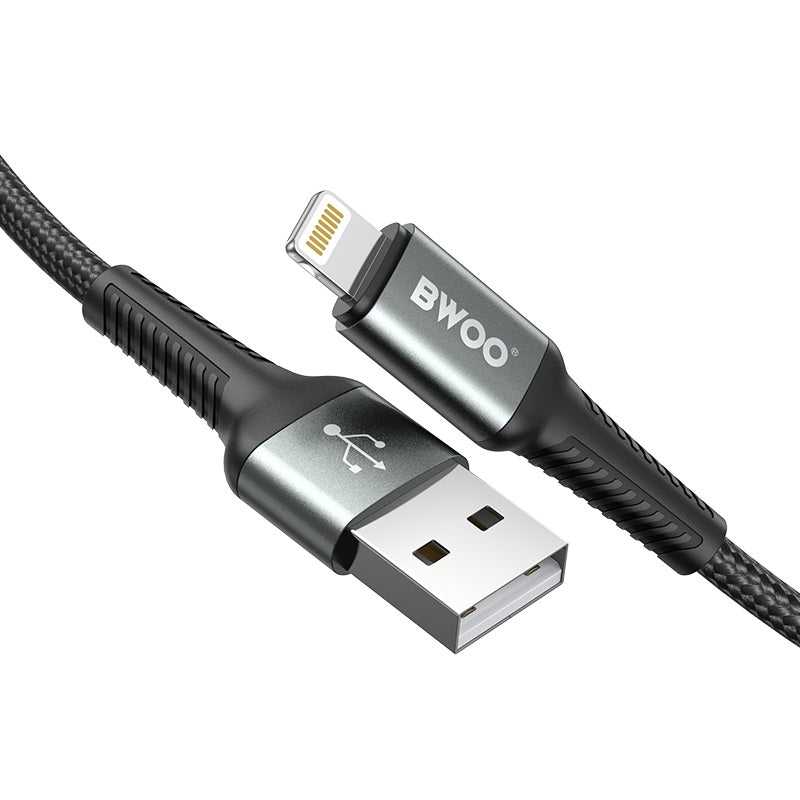 BWOO Aluminum Alloy Charger Cable Nylon Braided Cable 1M for Iphone, Ipad & Android Phones – USB A to Lightning