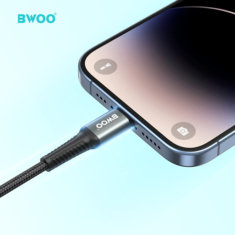 BWOO Aluminum Alloy Charger Cable Nylon Braided Cable 1M for Iphone, Ipad & Android Phones – USB A to Lightning
