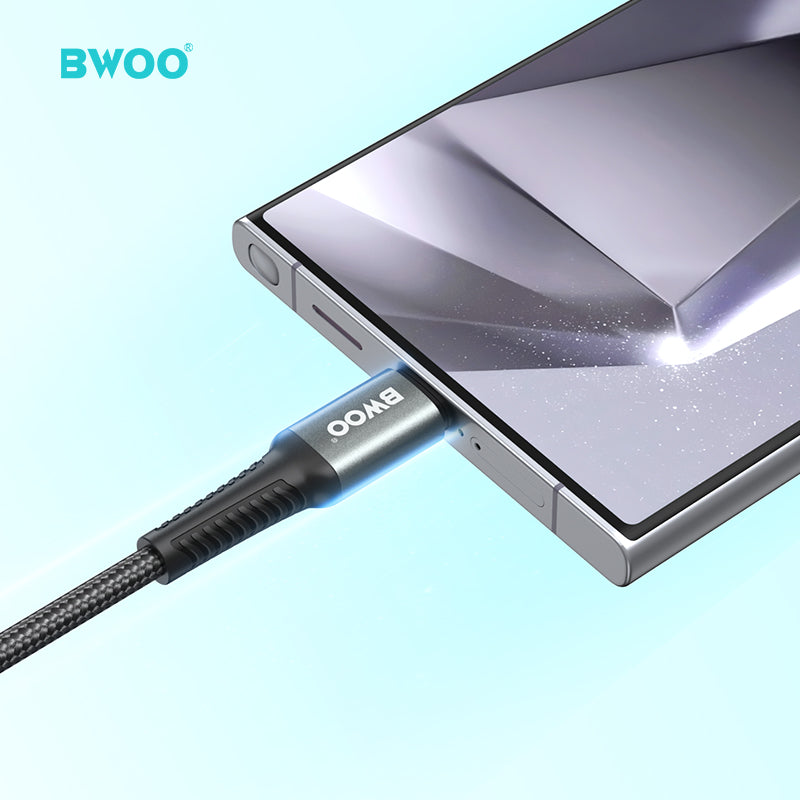 BWOO Aluminum Alloy Charger Cable Nylon Braided Cable 1M for Iphone, Ipad & Android Phones – USB A to USB C