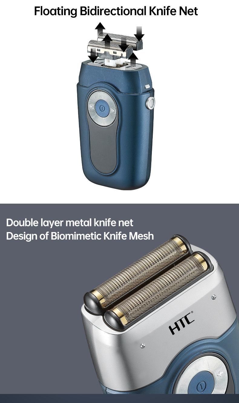 HTC GT-667 Men's Electric Shaver Razor High Carbon Steel Rechargeable Beard Trimmer Shaving Machine