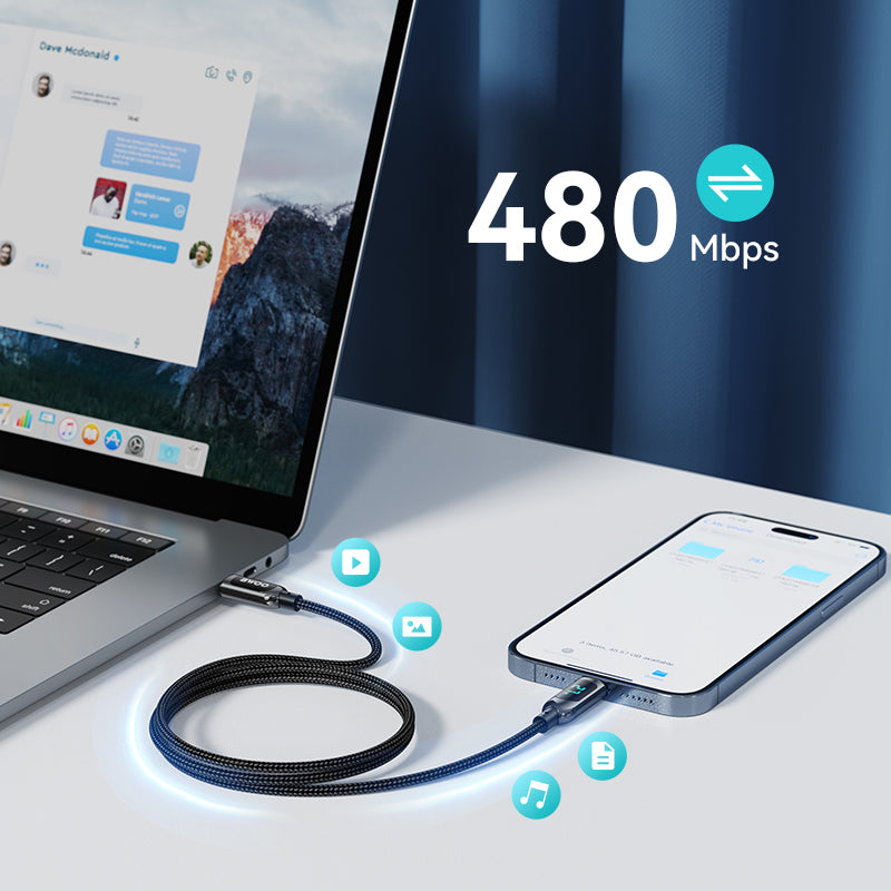 Bwoo Nylon Braided 27W Fast Charging Type-C to iPhone Cable