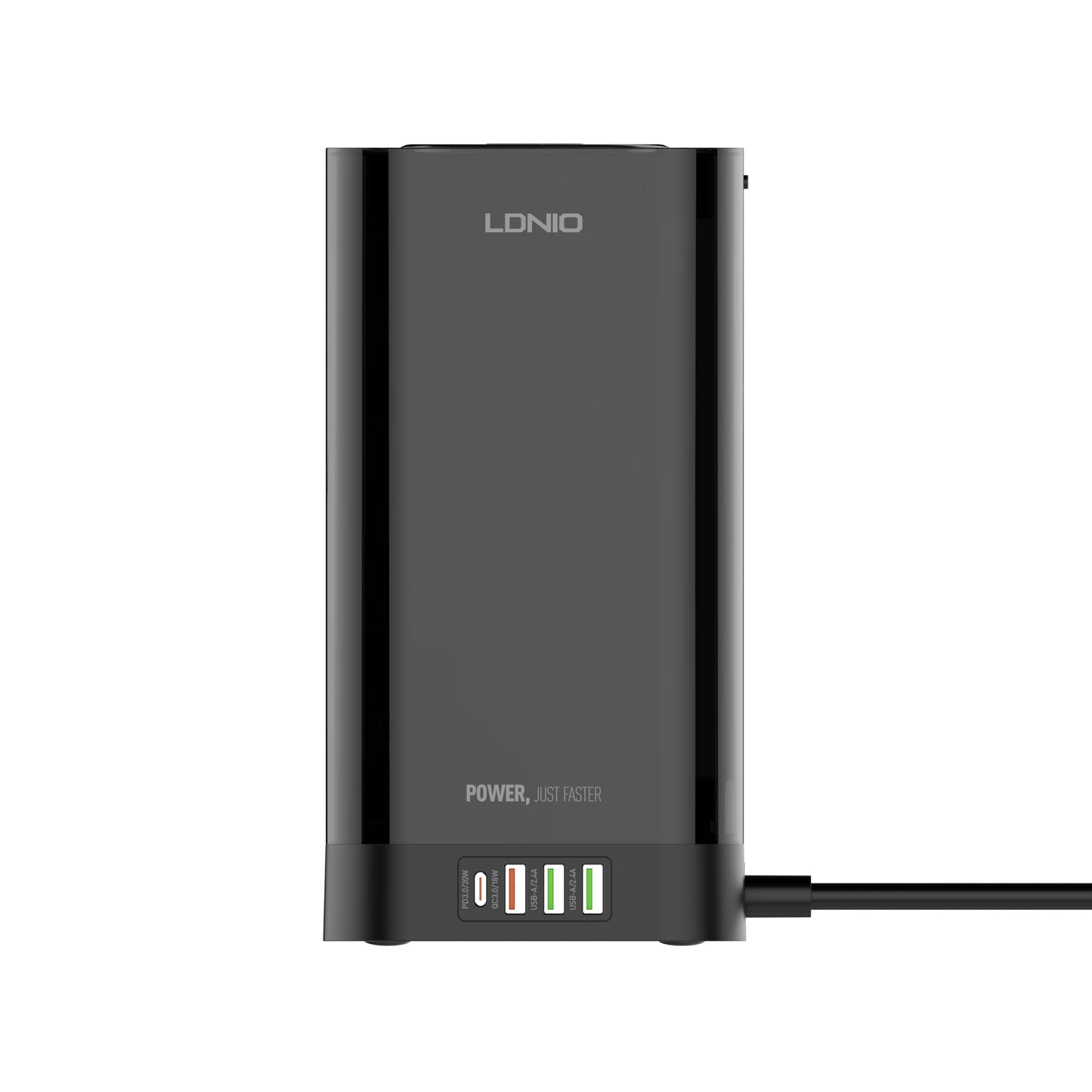 LDNIO 3-in-1 USB-C Power Extension Cord with 15W Wireless Charger and Cable Management Box, 5 Universal Outlets 20W USB-C PP, 2 USB-A QC3.0 18W 2M Cable