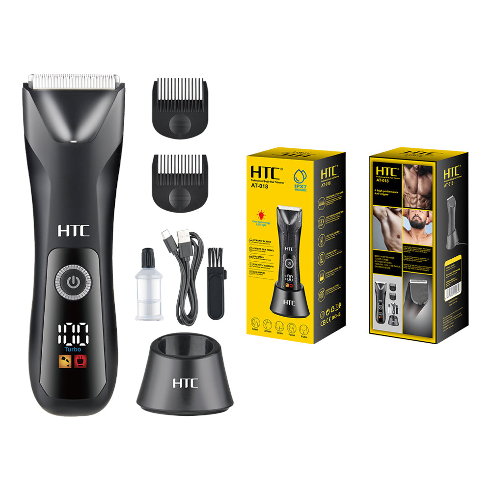 HTC AT-018 Fully Body Shaver Washable Type-C Rechargeable Ceramic Blade for body and face