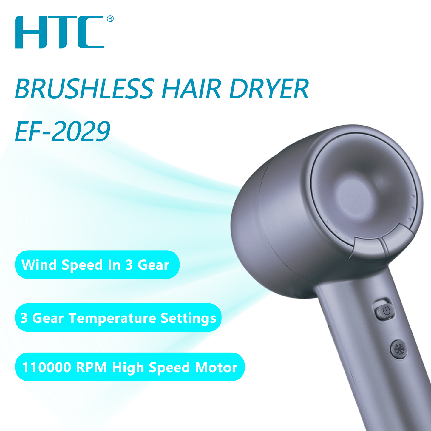 HTC Brushless Hair Dryer with High Speed motor for Professional & Personal Use