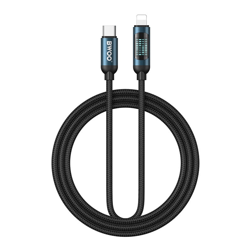 Bwoo Type Iphone Charging Cable And Data Cable Type-C to Lightning Charging Cable PD 27W 1M with LED display for Iphone 11,12,13,14 and Ipad