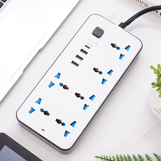 GKK Power Strip Surge Protector with USB- Extension Cord Flat Plug with Widely 6 AC Outlet and 3 USB + 1 Type C, Small Desktop Station with 6 ft Power