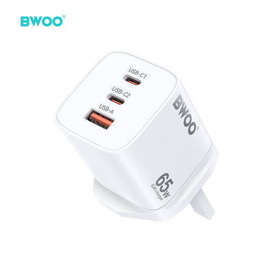 Bwoo Super fast Wall Charger, Fast Charger 65W Gan 3 in 1,Fast Charger for Iphone, Ipad, Iwatch, Samsung, Vivo, Oppo Etc