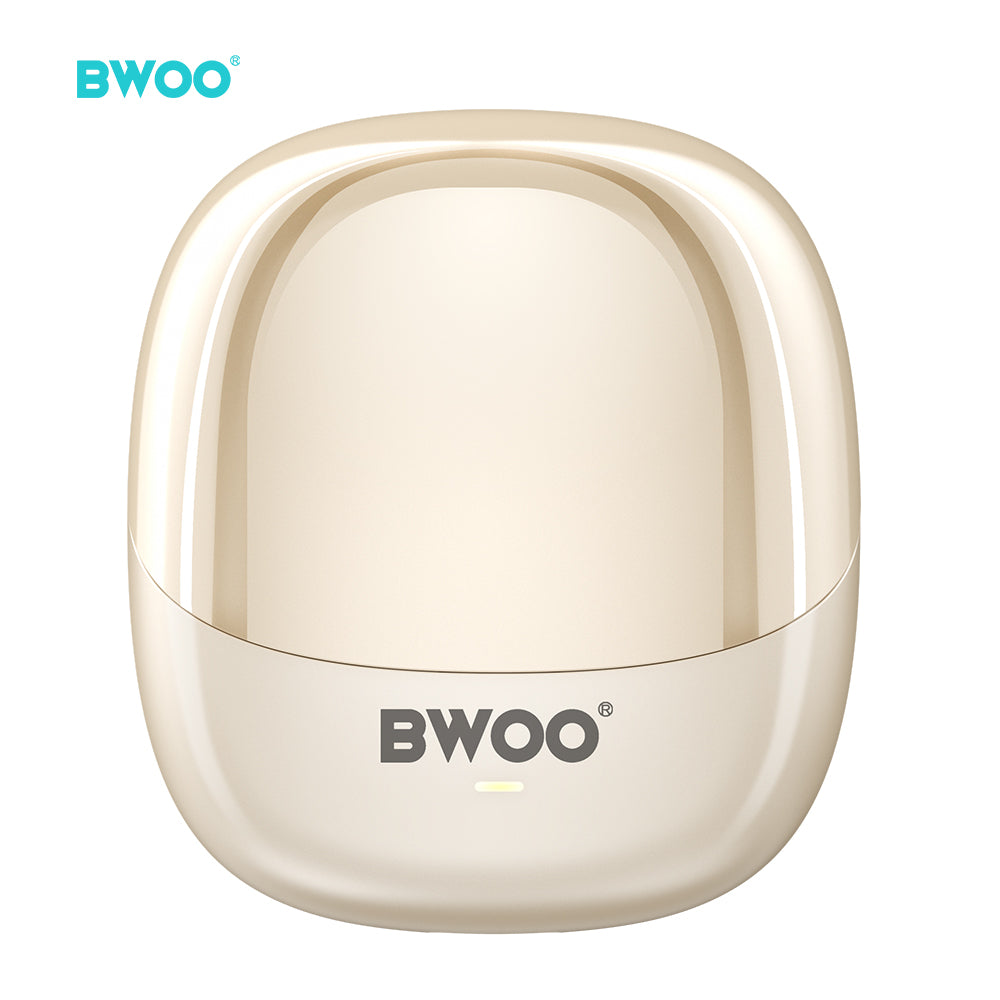 Bwoo True Wireless Headphones with ENC Half-in-ear Wireless Earbuds BT V5.3 for Gaming and Sports (Off-White)