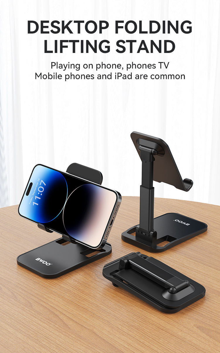 Bwoo Phone Holder Stand, Adjustable Universal Phone Stand, Foldable Phone Holder for Home and Office Use, Suitable for iPhone, Ipad, Samsung, Vivo, Huawei Etc