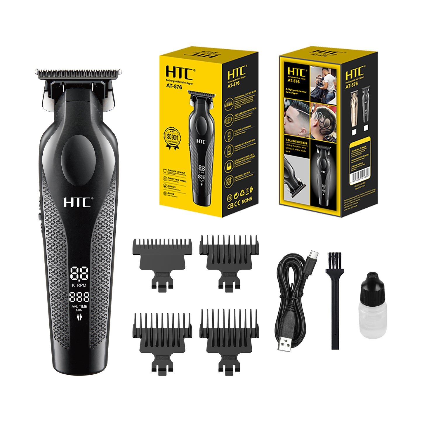 HTC AT-576 Cordless Hair Clipper with powerful motor and Zero Cutting blades