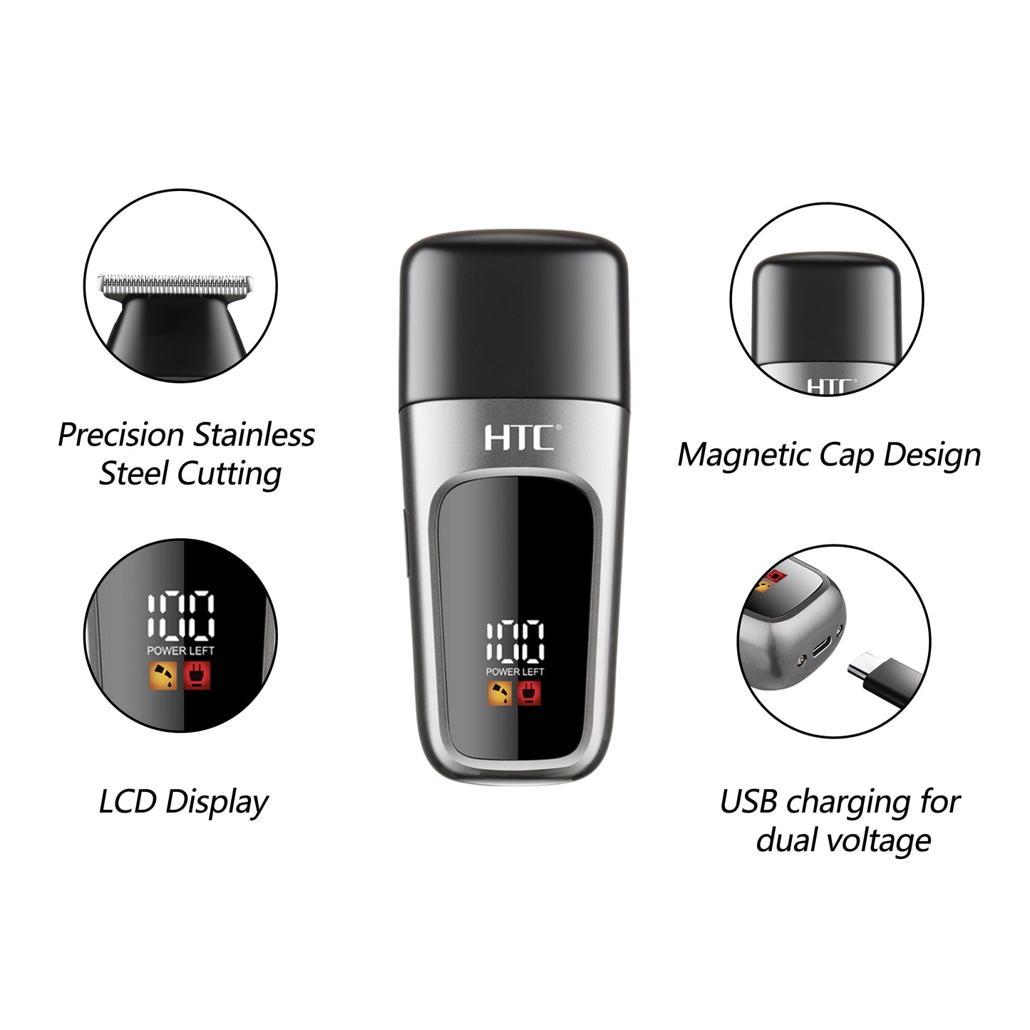 HTC Portable Trimmer, Hair Clipper with Special T Blade, Zero Cutting with protective cover,  Suitable for frequent Travellers