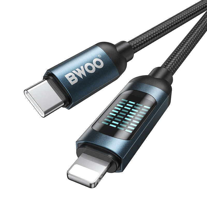 Bwoo Type Iphone Charging Cable And Data Cable Type-C to Lightning Charging Cable PD 27W 1M with LED display for Iphone 11,12,13,14 and Ipad