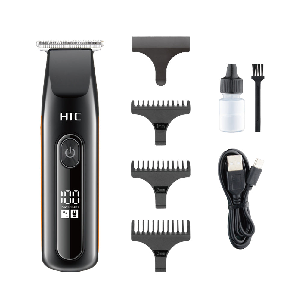 HTC AT-508 Rechargeable Hair Trimmer & Clipper Digital Display 3-Second Travel Lock Shaving Cutting for Home Use & Beard
