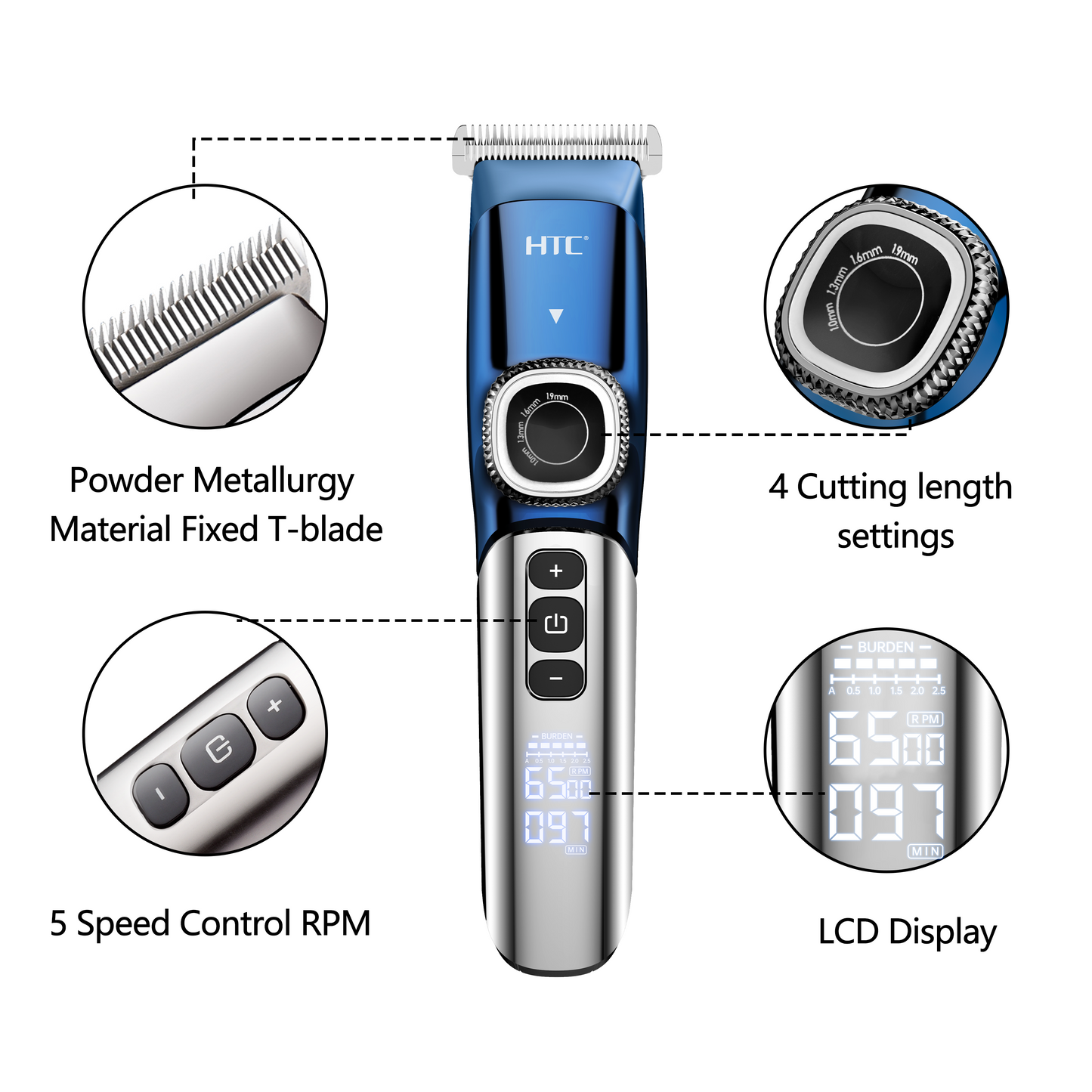 HTC AT-788 Portable Hair Cut Machine for Men Professional Clipper, with 2200 mAH Battery with LED Display