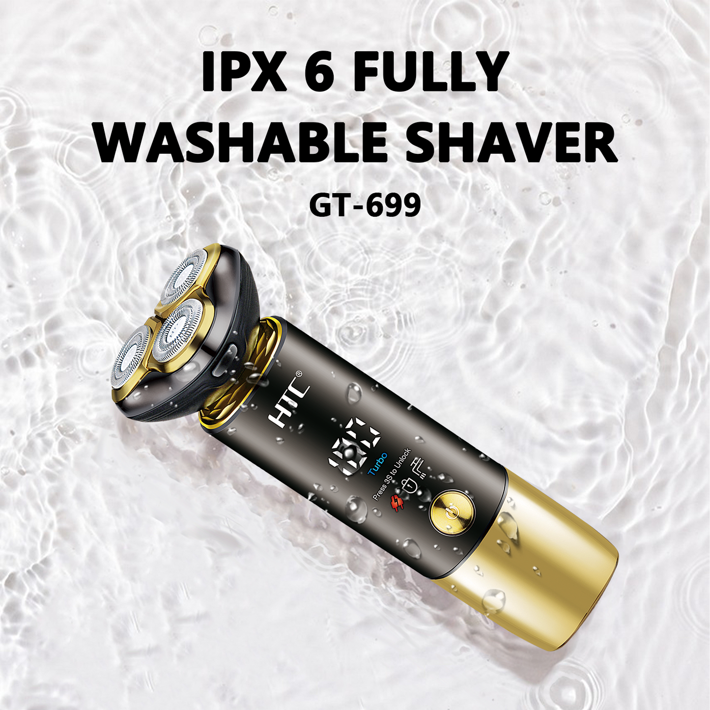 HTC GT-699 Waterproof Rotary Shaving Machine Beard Trimmer Razor USB Rechargeable Electric Shaver for Men
