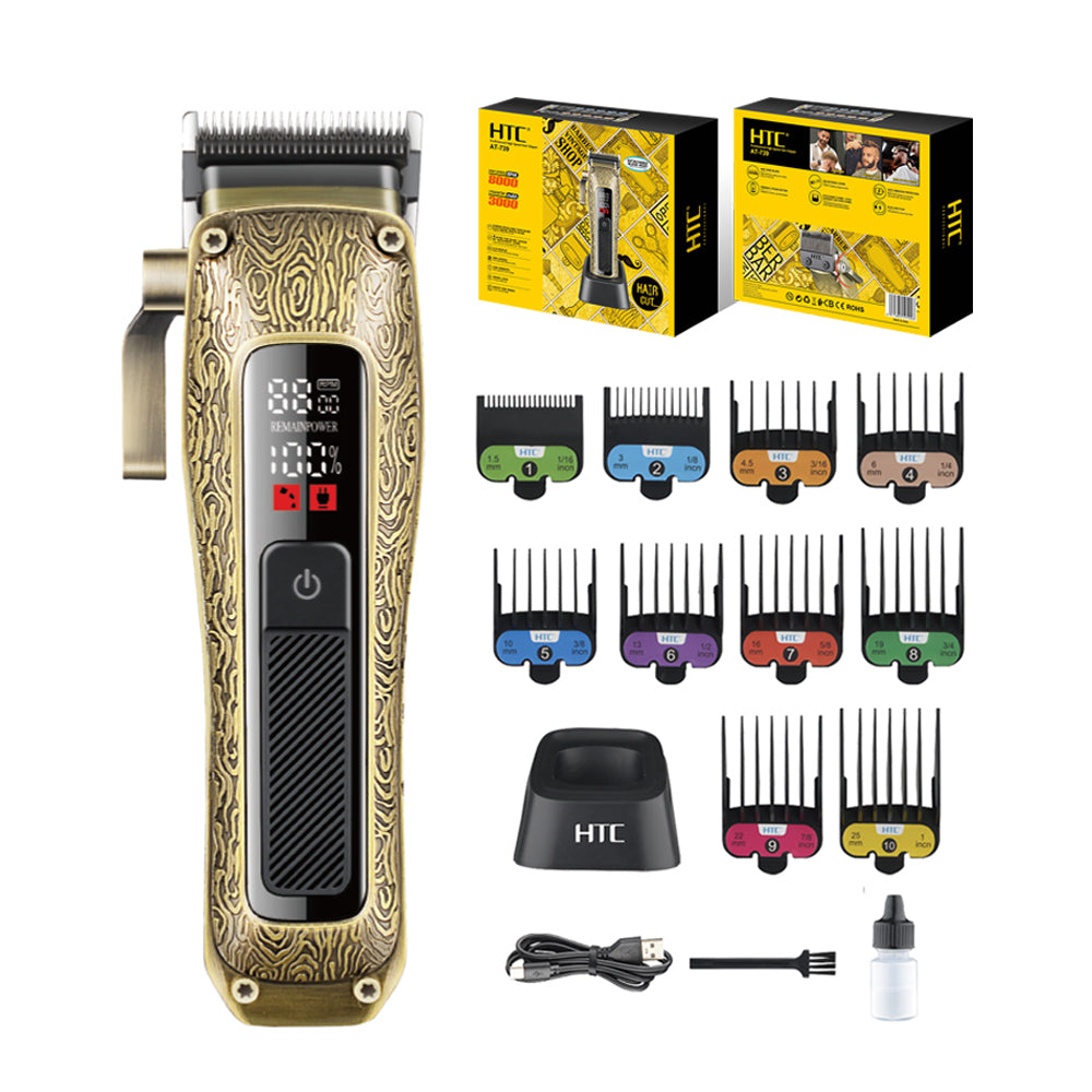 HTC AT-739 2500mAh Professional Hair Clipper with 2 Speed Control, with Cermaic Blade and LED Display