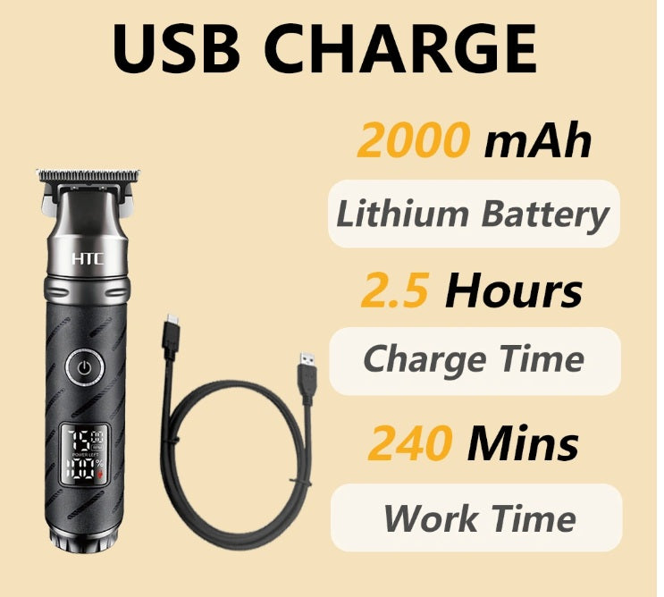 HTC AT-560 Professional Barber Powder Metallurgy Hair Clipper Zinc Alloy Body Hair Trimmer