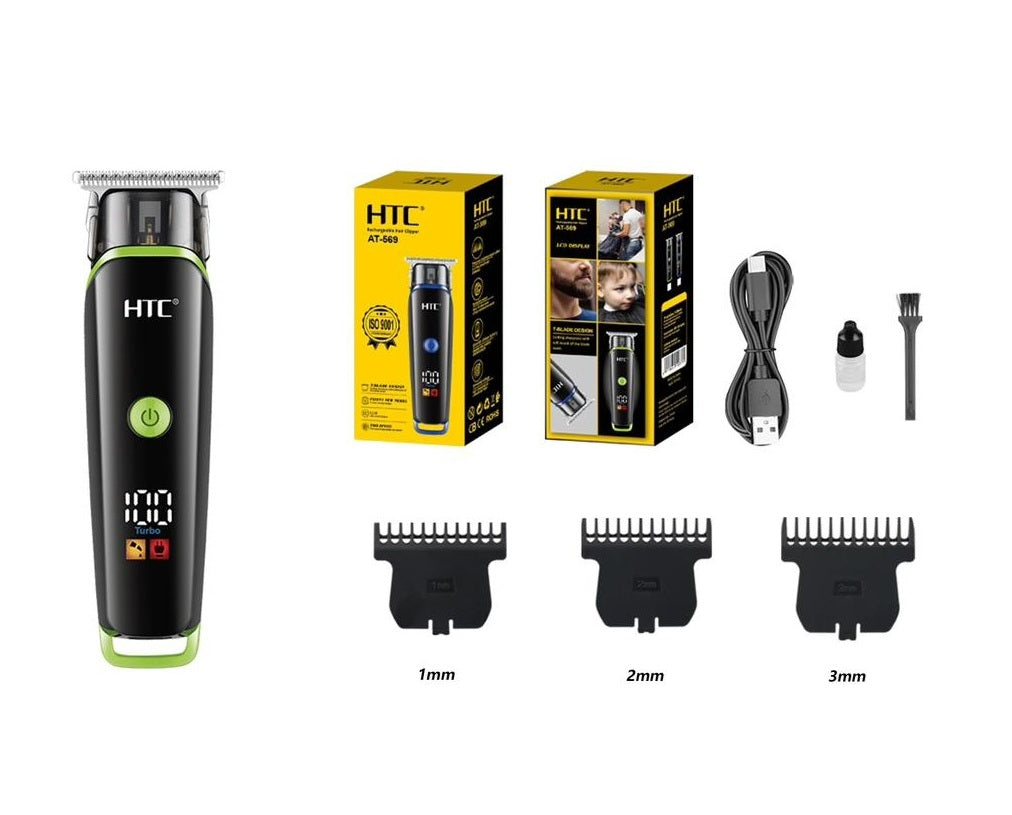 HTC AT-569 LCD Display Magnetic Cap Lithium Battery Rechargeable Hair Clipper