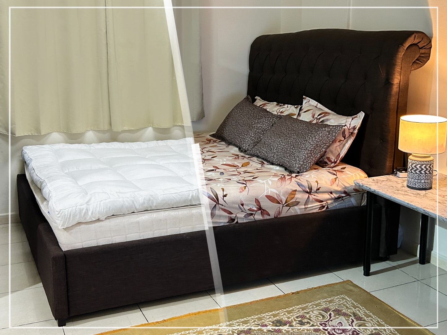 Fluffy Panda Mattress Topper 200x200cm, 1000gsm, 10cm thick