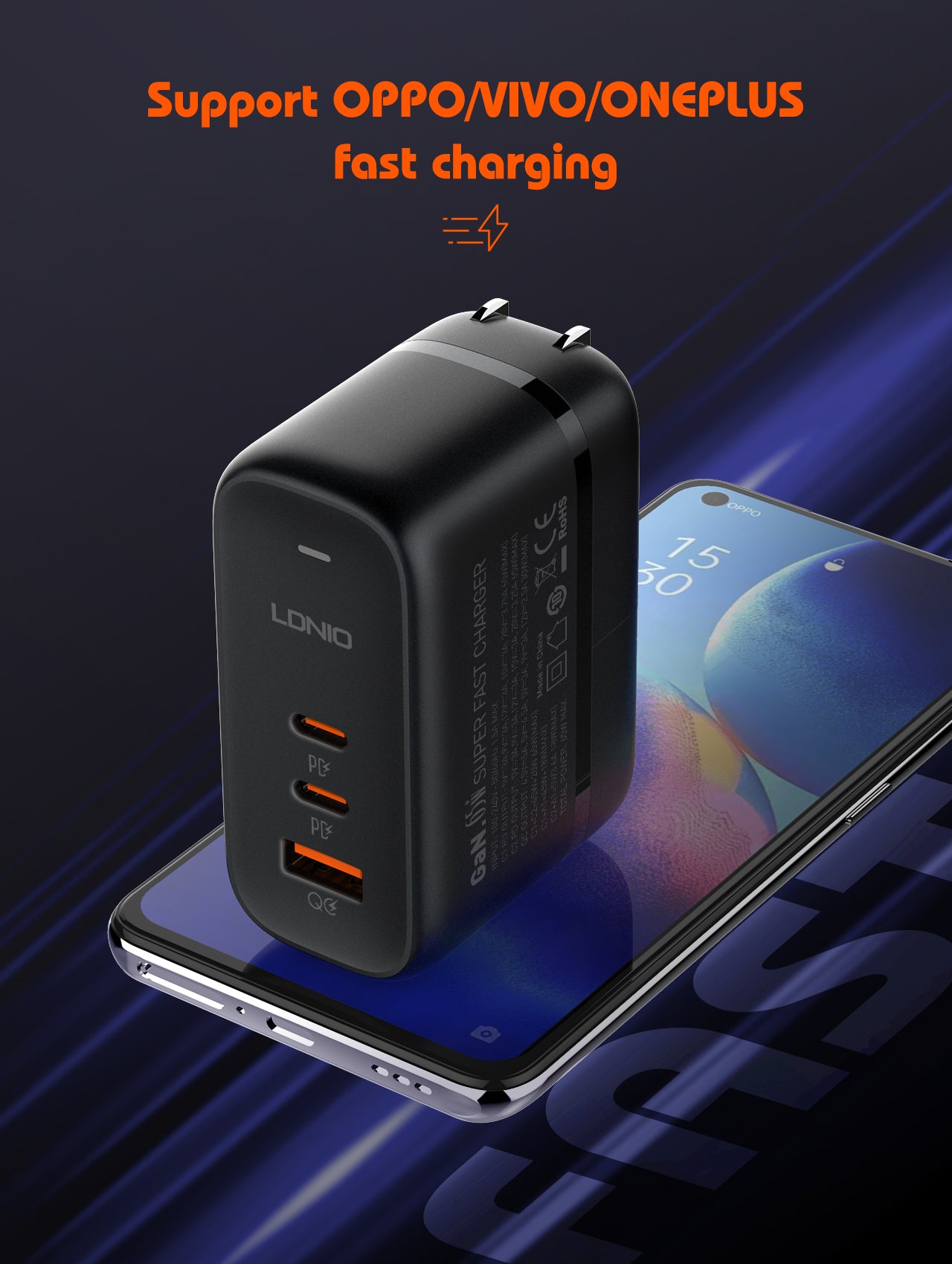 Ldnio 65W GaN Supper Fast Charger Q366 for Laptop and Mobilephone